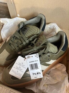 adidas Samba XLG Olive Green and White with Gum Sole